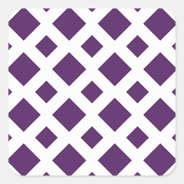 Purple Diamonds on White Square Sticker (Front)