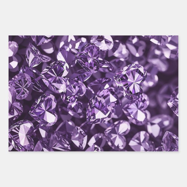 Purple Diamonds Wrapping Paper Sheet (Front)