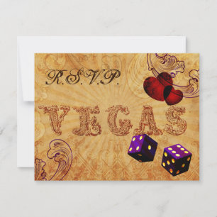 purple dice Vintage Vegas wedding rsvp Card