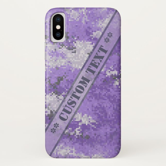 Purple Digi Camo w/ Custom Text Case-Mate iPhone Case (Back)