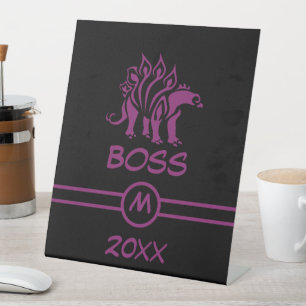 Purple Dino Stegosaurus Spiked  Dinosaur  Pedestal Sign