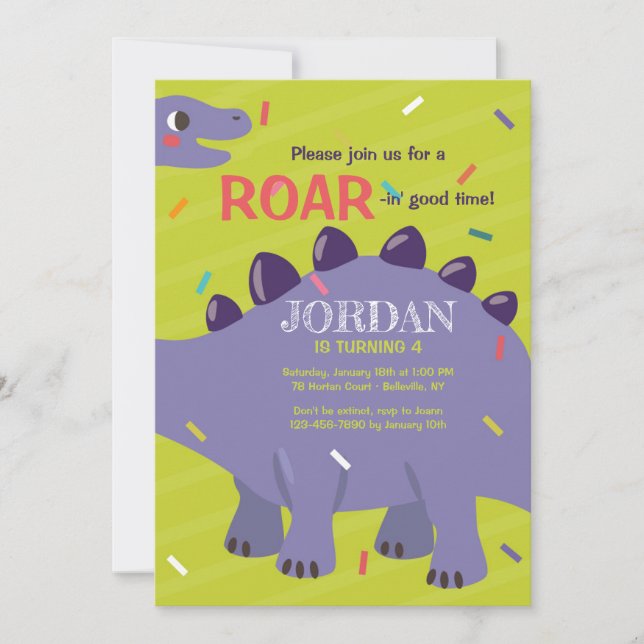 Purple Dinosaur Invitation (Front)