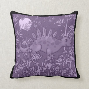 Purple Dinosaur Kids Throw Pillow