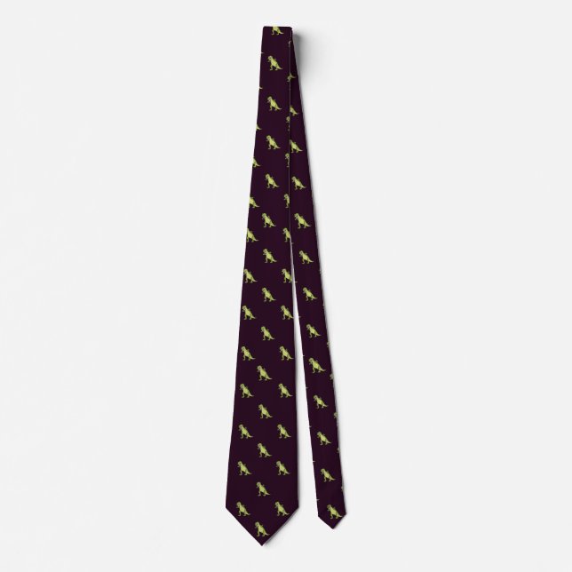 Purple Dinosaur Pattern Work, Graduation Gift Tie (Front)