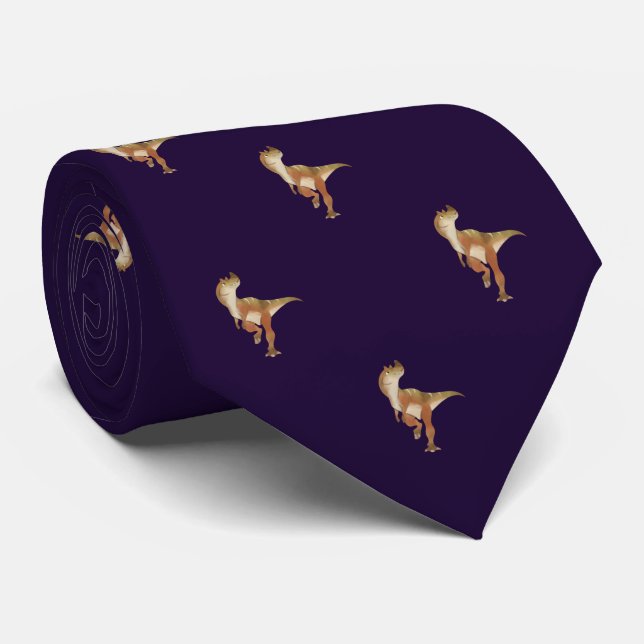 Purple Dinosaur Pattern Work, Professional Men's Tie (Rolled)