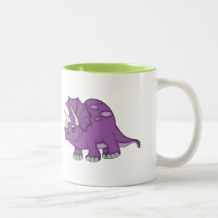 Purple Dinosaur+Personalize Name Two-Tone Coffee Mug