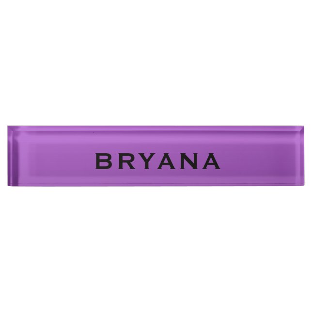 Purple Dipped Modern Bright Personalized Desk Nameplate (Front)