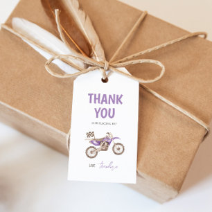 Purple Dirt Bike Girl Birthday Gift Tag