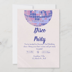 Purple Disco Ball Anniversaire Carte d'invitation