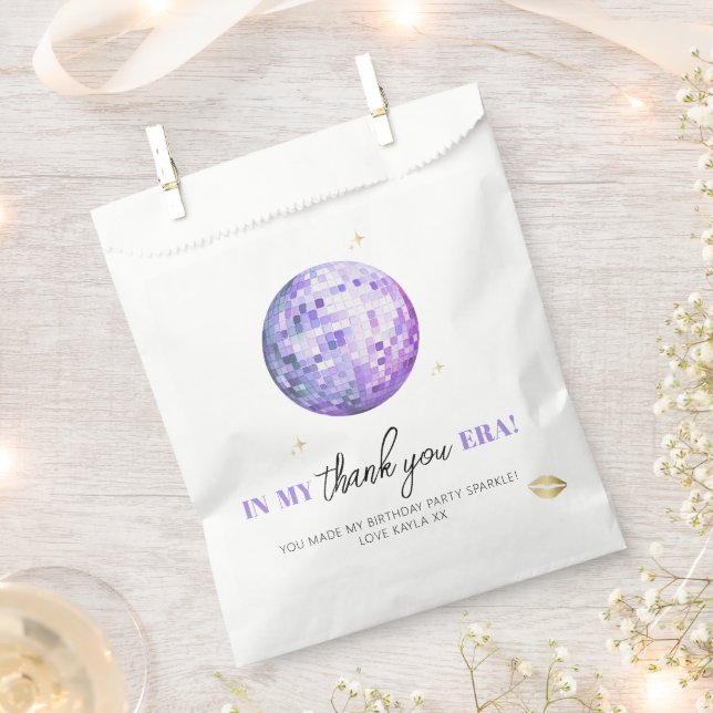Purple Disco In My Birthday Era Thank You Party Favour Bag (Clipped)