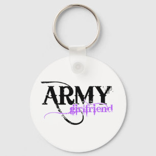 Purple Distressed Lettering Army Girlfriend Keychain