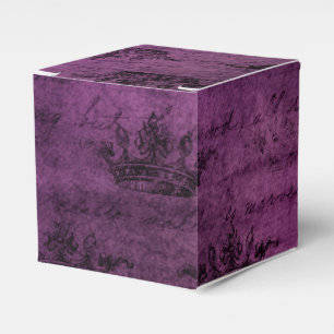 Purple Distressed Vintage Calligraphy Favor Box