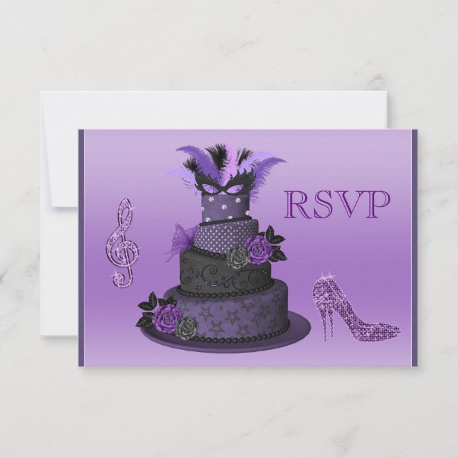 Purple Diva Cake, Sparkle High Heels RSVP (Front)