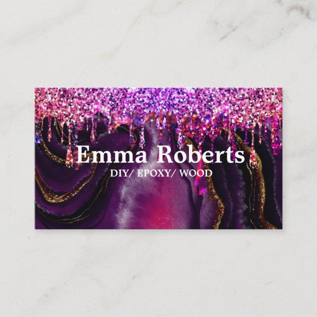 PURPLE DIY EPOXY WOOD Business card (Front)