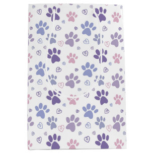 Purple Dog Paw  Medium Gift Bag