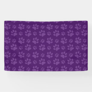 Purple dog paw print pattern banner