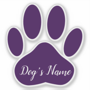 Purple Dog Paw Print With Custom Name Personalized