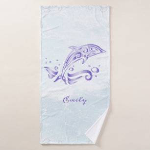 Purple Dolphin Personalized Bath Towel Set