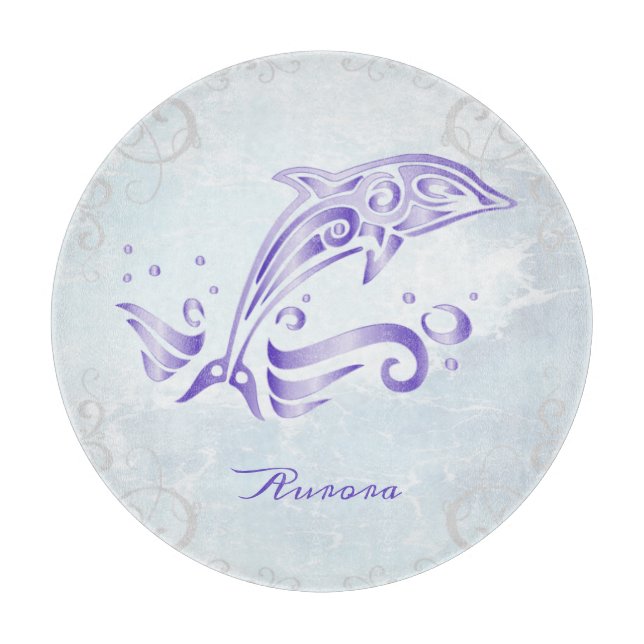 Purple Dolphin Personalized Cutting Board (Front)