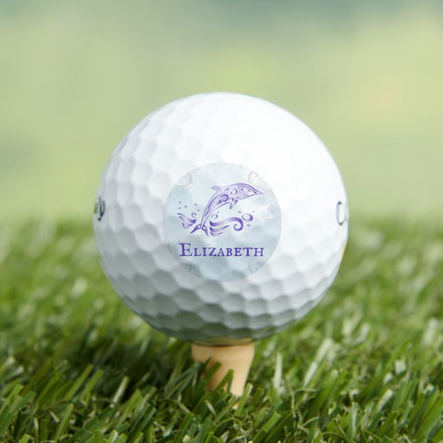 Purple Dolphin Personalized Golf Balls (Insitu Tee)