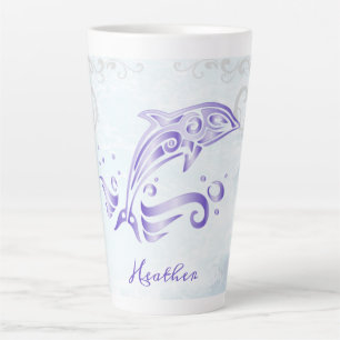 Purple Dolphin Personalized Latte Mug