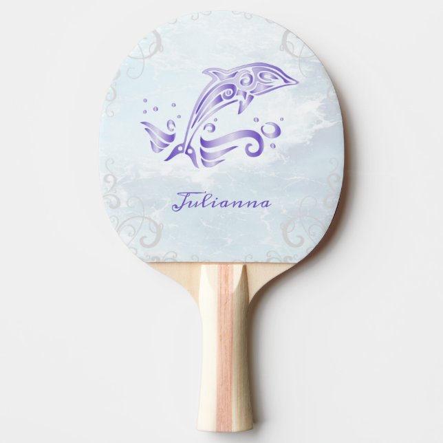 Purple Dolphin Personalized Ping Pong Paddle (Front)
