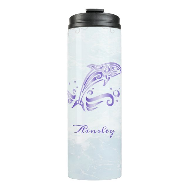 Purple Dolphin Personalized Thermal Tumbler (Front)
