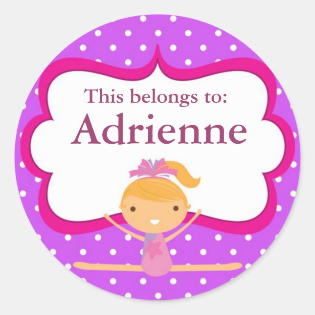 Purple Dot Gymnastics Back to School Stickers (Front)