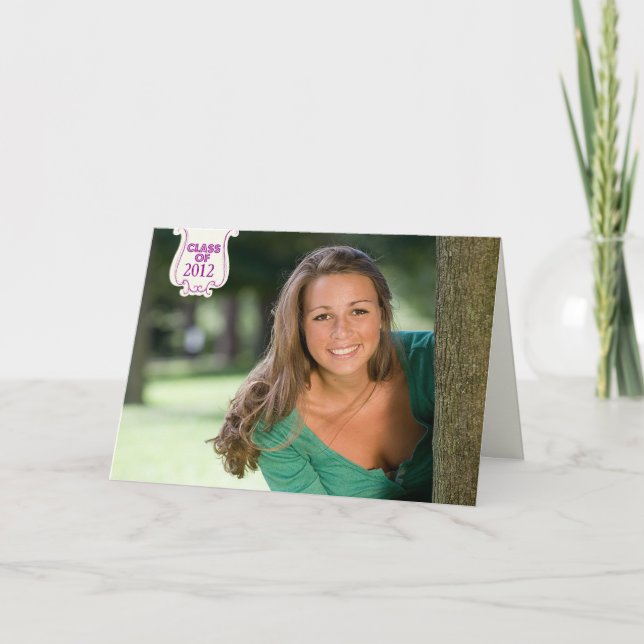 Purple dot photo graduation party announcement (Front)