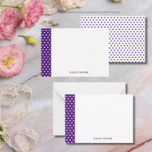 Purple Dots Personalized Note Cards