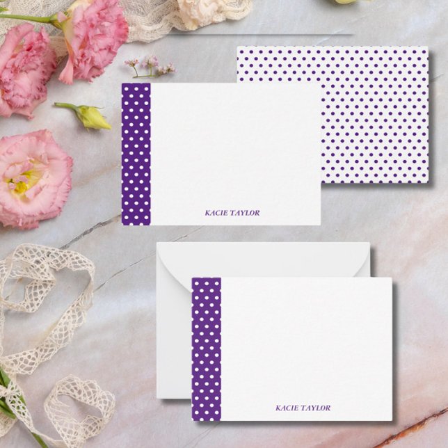 Purple Dots Personalized Note Cards (Creator Uploaded)