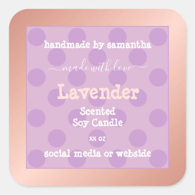 Purple Dotted Product Packaging Labels Rose Gold (Front)
