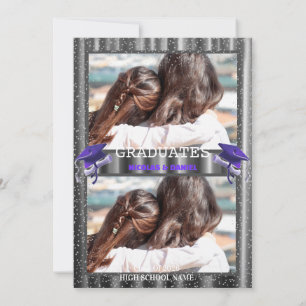 Purple double Celebration Graduation Party 2 photo Invitation