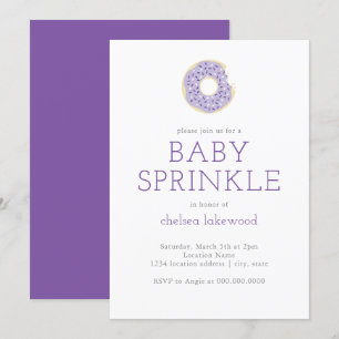 Purple Doughnut Baby Sprinkw Shower Invitation