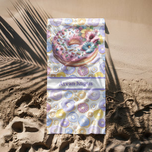 Purple Doughnuts Boy Colours Beach Towel