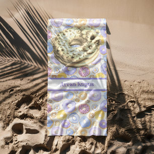 Purple Doughnuts Boy Colours Beach Towel
