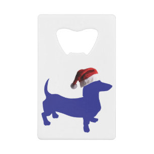 Purple-Doxie---And-Santa-Hat Credit Card Bottle Opener
