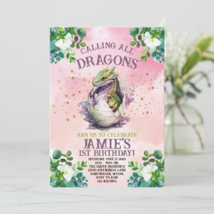 Purple Dragon Aquarelle Invitations Anniversaire