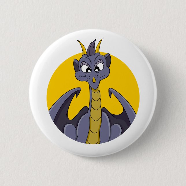 Purple dragon cartoon 2 inch round button (Front)