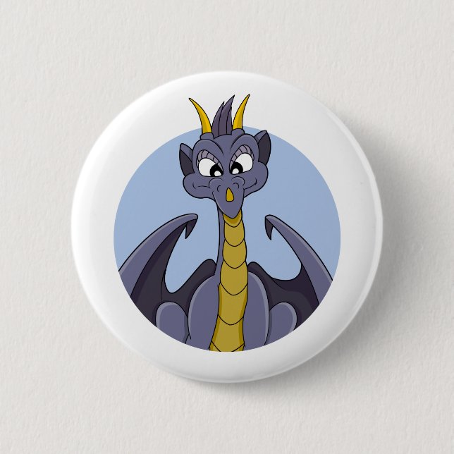 Purple dragon cartoon 2 inch round button (Front)