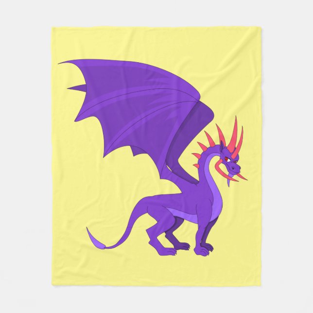Purple dragon cartoon fleece blanket (Front)