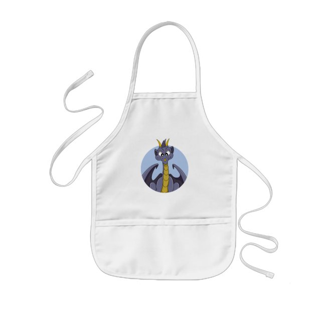 Purple dragon cartoon  kids apron (Front)