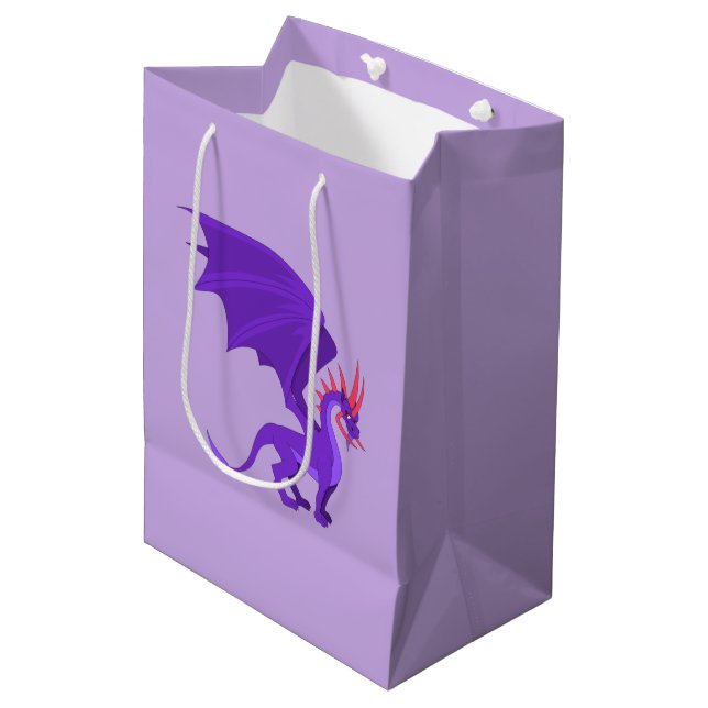 Purple dragon cartoon medium gift bag (Front Angled)