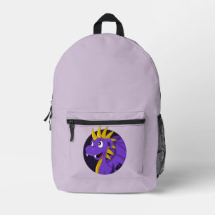 Purple dragon cartoon  printed backpack