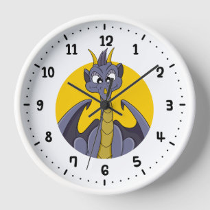 Purple dragon cartoon round clock