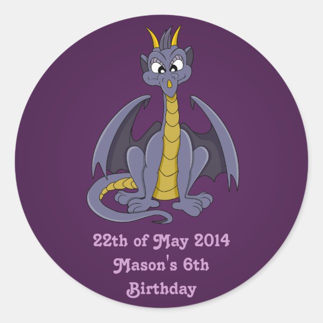 Purple dragon cartoon Stickers (Front)