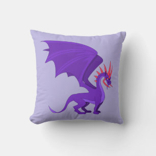 Purple dragon cartoon throw pillow