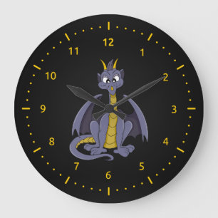 Purple dragon cartoon Wall Clock