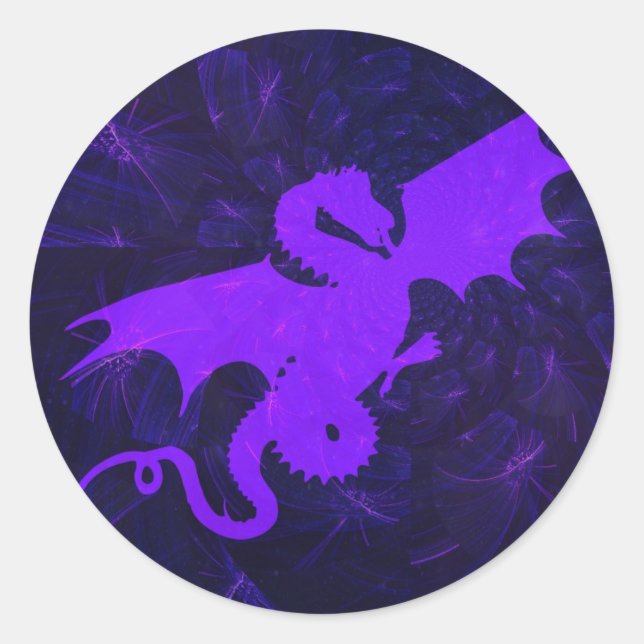 Purple Dragon Classic Round Sticker (Front)