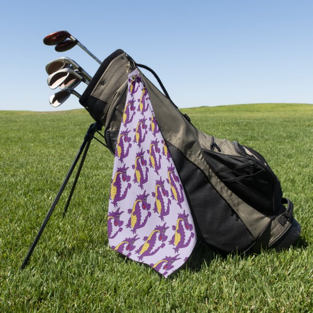 Purple Dragon Design Any Colour Background Golf Towel (Green)